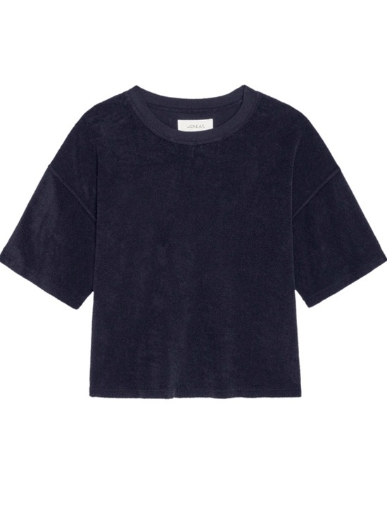 THE GREAT. Tops - The Great Micro Terry Track Crew tee in Navy